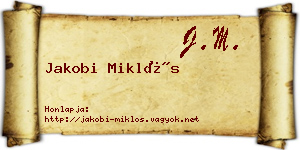 Jakobi Miklós névjegykártya